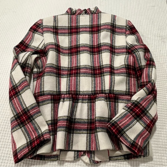 Talbots women jacket Size 10 Shetland Plaid Ruffle Trim Wool Jacket - Picture 5 of 11